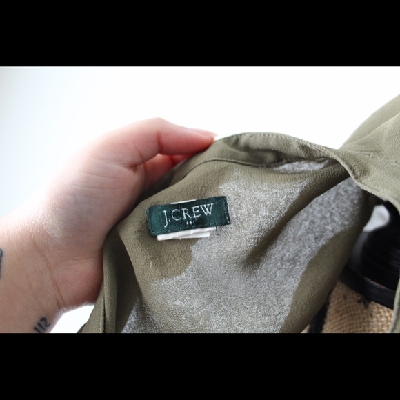 J. Crew Small Green Sheer Pleated Silk Blouse - Picture 6 of 6